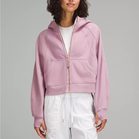 lululemon athletica Tops - Lululemon Oversized Full Zip Scuba - Rose Blush w/ Gold Zipper